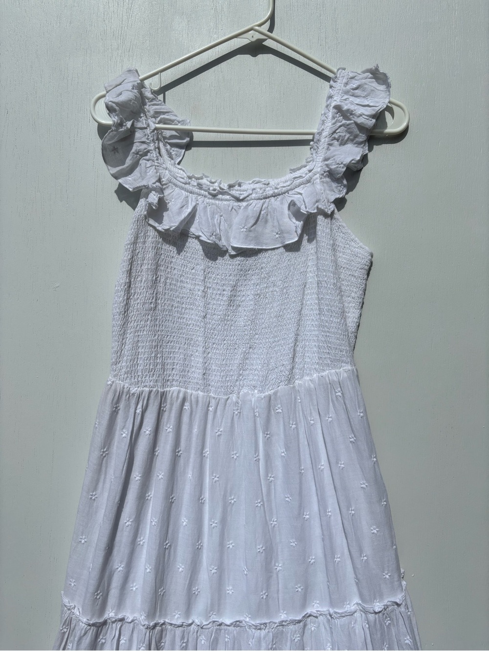 Old Navy White Smocked Ruffle Tiered Maxi Dress NWT Women’s Cottagecore Sundress - Picture 3 of 9